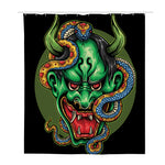 Japanese Oni Demon With Snake Print Polyester Shower Curtain