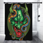 Japanese Oni Demon With Snake Print Premium Shower Curtain