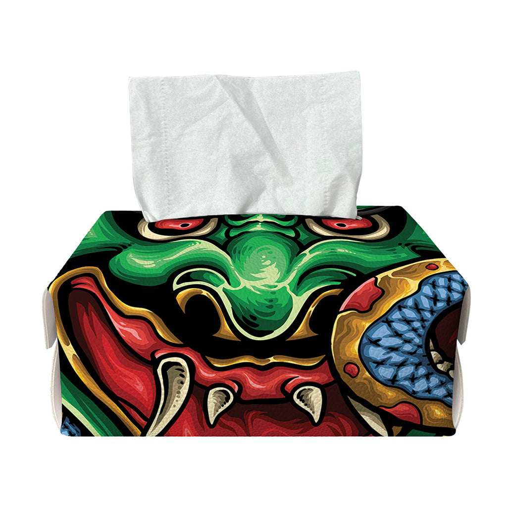 Japanese Oni Demon With Snake Print Rectangle Tissue Box Cover