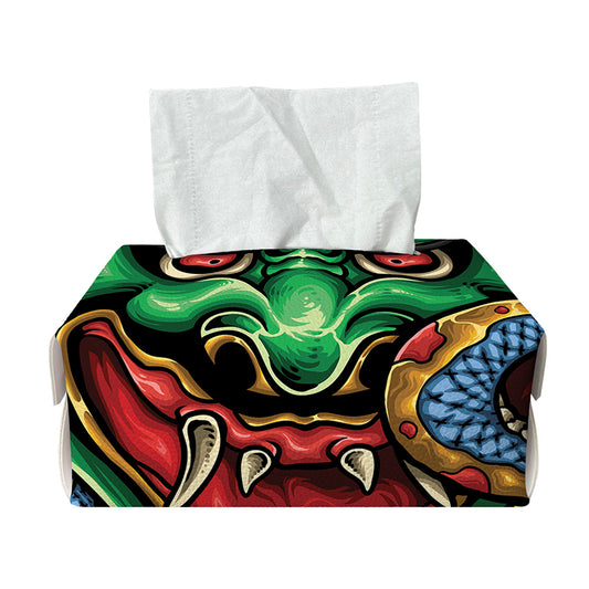 Japanese Oni Demon With Snake Print Rectangle Tissue Box Cover
