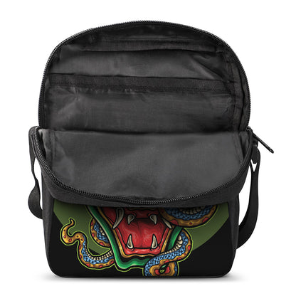 Japanese Oni Demon With Snake Print Rectangular Crossbody Bag
