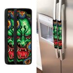 Japanese Oni Demon With Snake Print Refrigerator Handle Covers