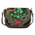 Japanese Oni Demon With Snake Print Saddle Bag