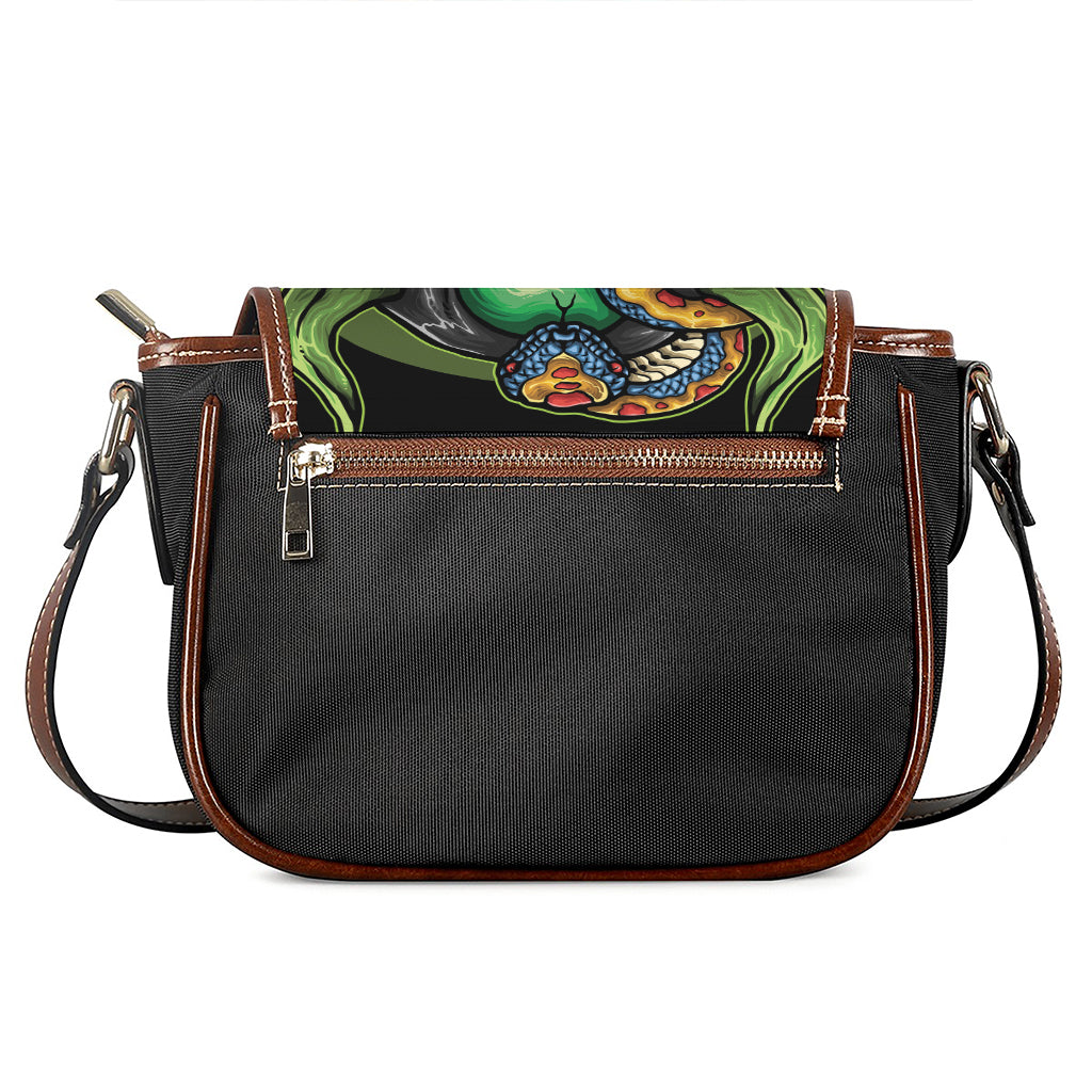 Japanese Oni Demon With Snake Print Saddle Bag