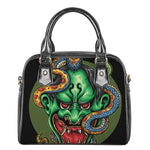Japanese Oni Demon With Snake Print Shoulder Handbag