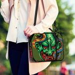 Japanese Oni Demon With Snake Print Shoulder Strap Bible Bag