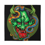 Japanese Oni Demon With Snake Print Silk Bandana