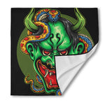 Japanese Oni Demon With Snake Print Silk Bandana