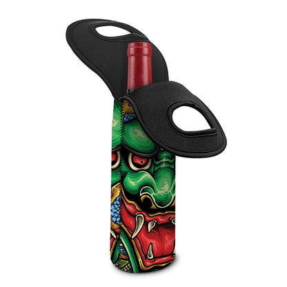 Japanese Oni Demon With Snake Print Single Neoprene Wine Tote
