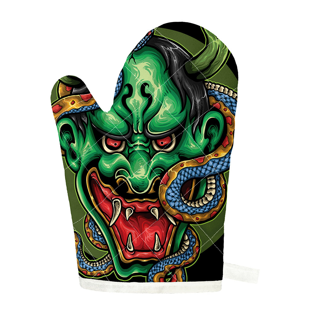 Japanese Oni Demon With Snake Print Single Oven Mitt