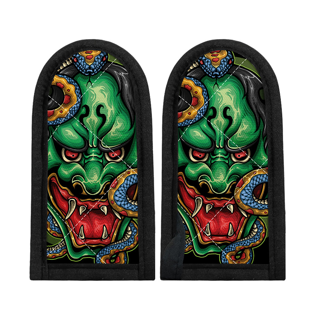 Japanese Oni Demon With Snake Print Skillet Handle Cover