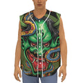 Japanese Oni Demon With Snake Print Sleeveless Baseball Jersey