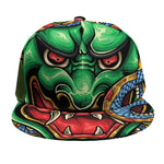 Japanese Oni Demon With Snake Print Snapback Cap