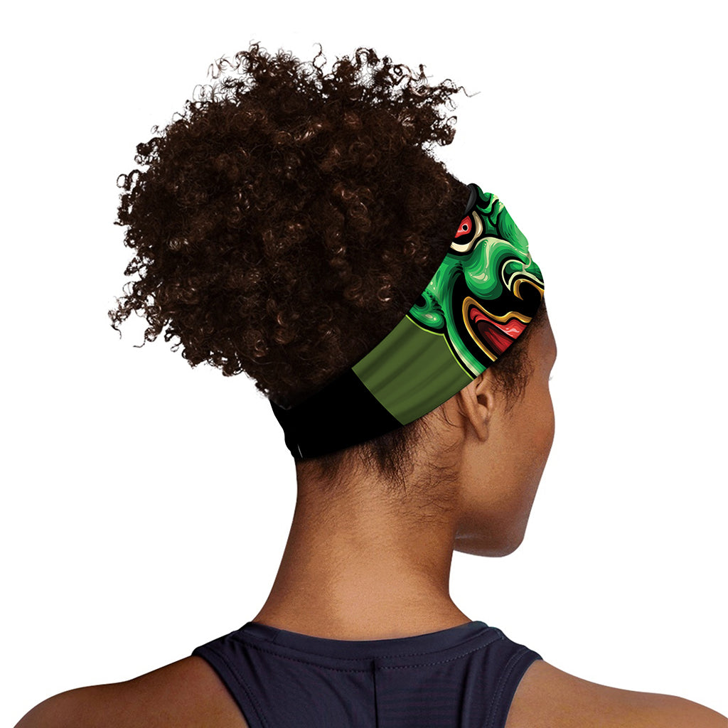 Japanese Oni Demon With Snake Print Sports Headband