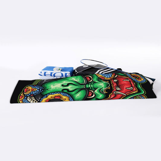 Japanese Oni Demon With Snake Print Sports Towel