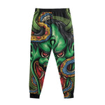 Japanese Oni Demon With Snake Print Sweatpants