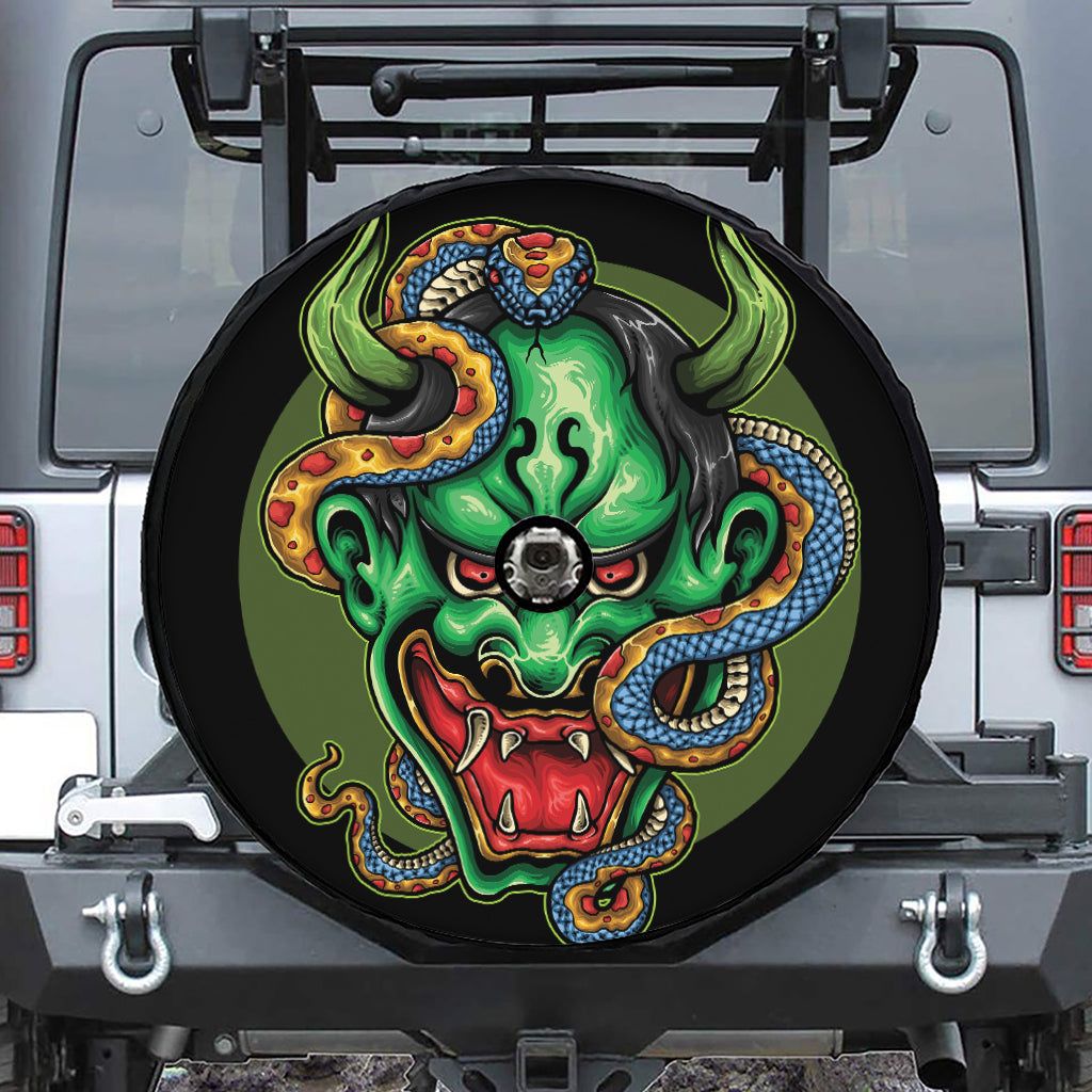 Japanese Oni Demon With Snake Print Tire Cover With Camera Hole