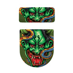 Japanese Oni Demon With Snake Print Toilet Lid And Tank Cover Set