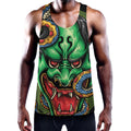 Japanese Oni Demon With Snake Print Men's Workout Tank Top