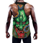 Japanese Oni Demon With Snake Print Training Tank Top