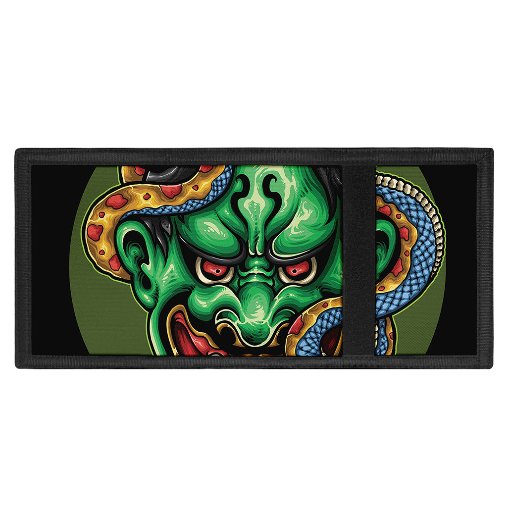 Japanese Oni Demon With Snake Print Trifold Wallet