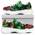 Japanese Oni Demon With Snake Print White Chunky Shoes