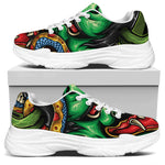 Japanese Oni Demon With Snake Print White Chunky Shoes
