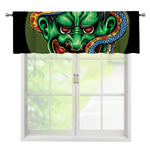 Japanese Oni Demon With Snake Print Window Valance