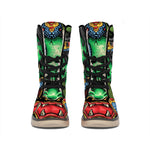 Japanese Oni Demon With Snake Print Winter Boots