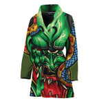 Japanese Oni Demon With Snake Print Women's Bathrobe