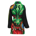 Japanese Oni Demon With Snake Print Women's Bathrobe
