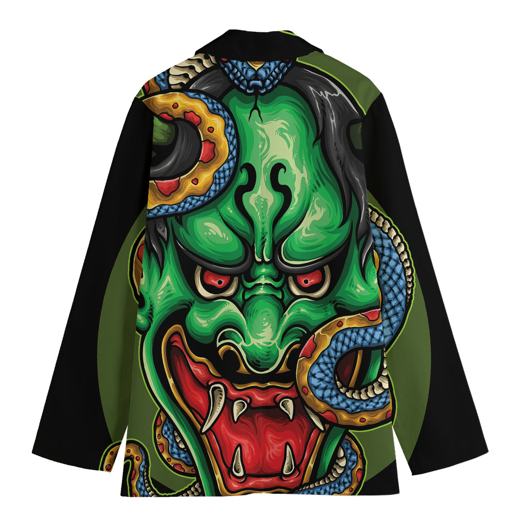 Japanese Oni Demon With Snake Print Women's Blazer