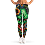 Japanese Oni Demon With Snake Print Women's Leggings