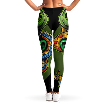 Japanese Oni Demon With Snake Print Women's Leggings