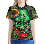 Japanese Oni Demon With Snake Print Women's Polo Shirt