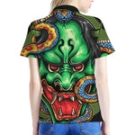 Japanese Oni Demon With Snake Print Women's Polo Shirt