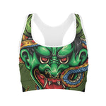 Japanese Oni Demon With Snake Print Women's Sports Bra