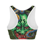 Japanese Oni Demon With Snake Print Women's Sports Bra