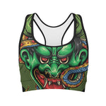 Japanese Oni Demon With Snake Print Women's Sports Bra