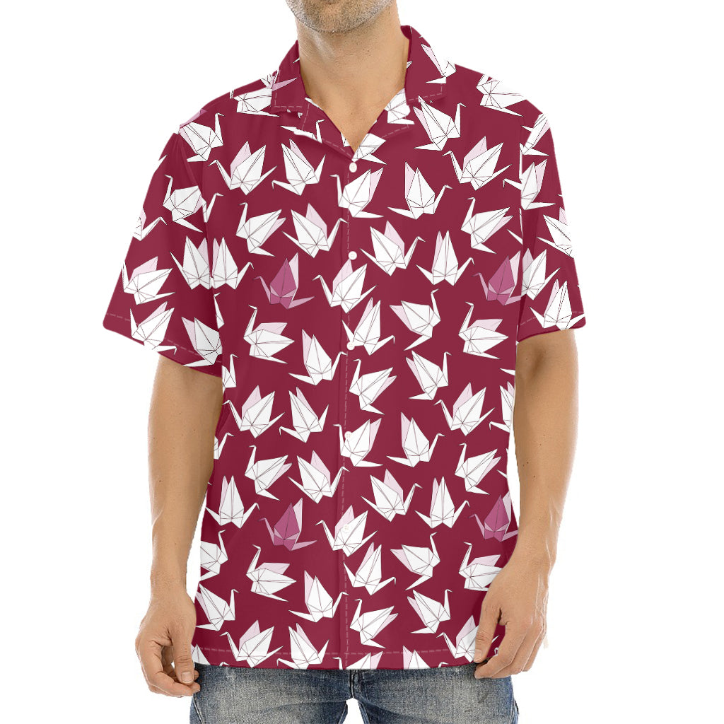 Japanese Origami Crane Pattern Print Aloha Shirt