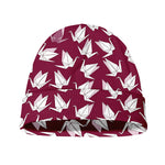 Japanese Origami Crane Pattern Print Beanie