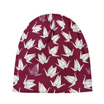 Japanese Origami Crane Pattern Print Beanie