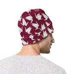 Japanese Origami Crane Pattern Print Beanie