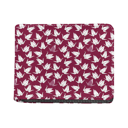 Japanese Origami Crane Pattern Print Bifold Wallet