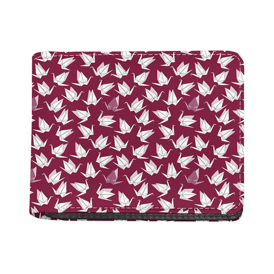 Japanese Origami Crane Pattern Print Bifold Wallet