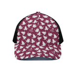 Japanese Origami Crane Pattern Print Black Mesh Trucker Cap