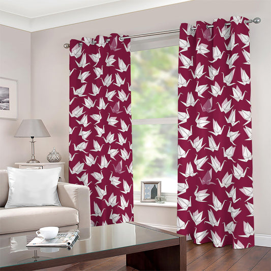 Japanese Origami Crane Pattern Print Blackout Grommet Curtains