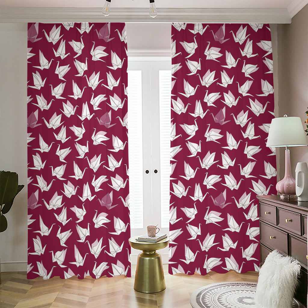 Japanese Origami Crane Pattern Print Blackout Pencil Pleat Curtains