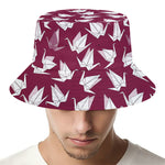 Japanese Origami Crane Pattern Print Bucket Hat