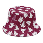 Japanese Origami Crane Pattern Print Bucket Hat
